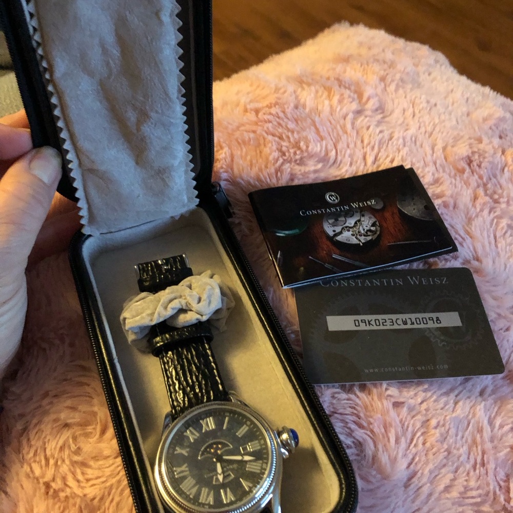 Black Leather Men's Watch